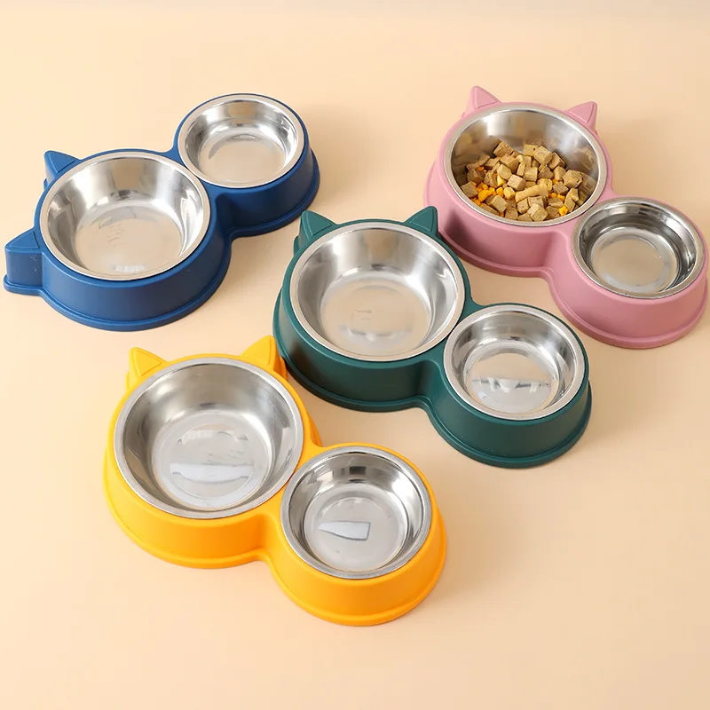 Puppy Kitten feeding supplies Two pet bowls Dog food drinker Stainless steel pet drinking dish Feeder access device pet food bowls,pet food bowl,pet feeding bowls,pet feeder,cat feeder,pet water bowl