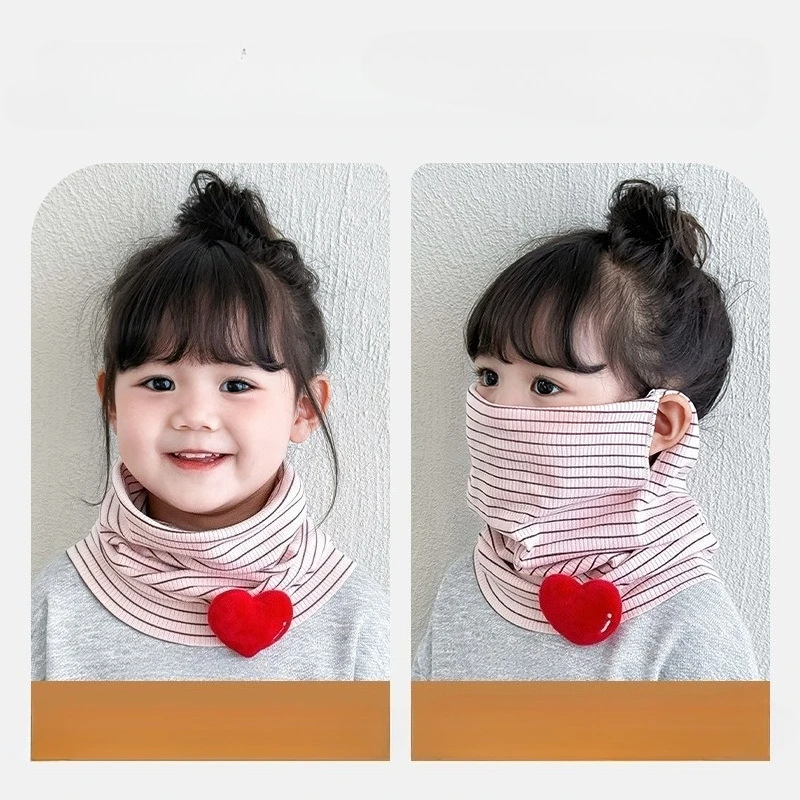 Children's Face Mask Scarf  Dual-purpose High Elastic Outdoor Windproof Scarf Warm Boy and Girl Cartoon Ear Neck Cover