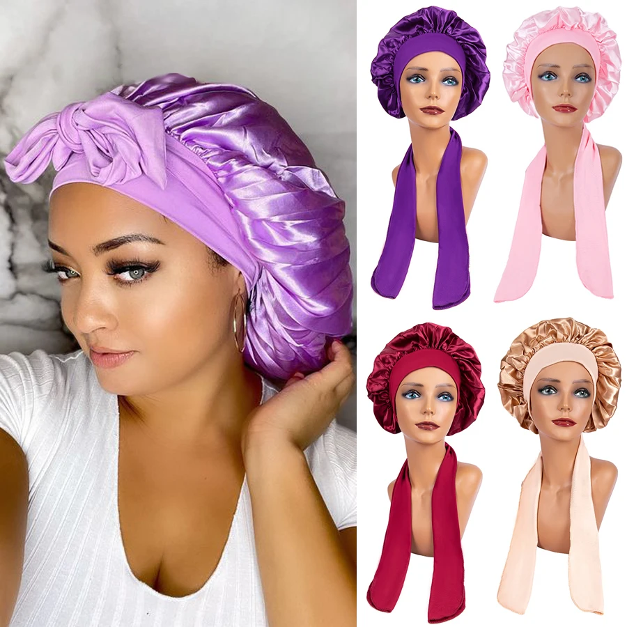 

Новинка 2023, мусульманская атласная однотонная искусственная Мягкая Шелковая ночнушка, шляпа с повязкой на голову для женщин, детский шелковый шарф, шапка для сна