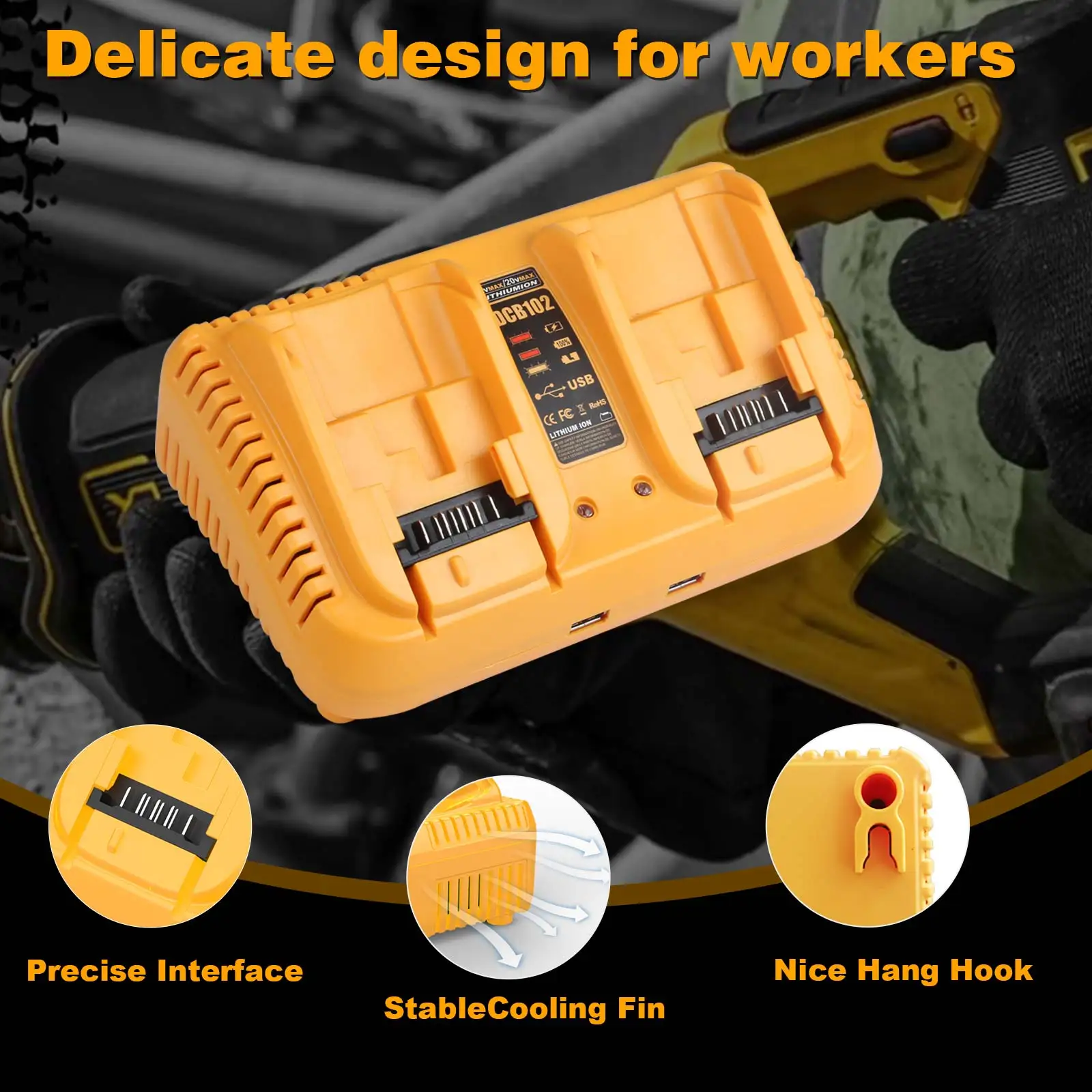 DCB102 3A 듀얼 고속 충전기 Dewalt DCB203 DCB204 DCB200 DCB107 DCB115 EU/US/AU/UK 플러그 10.8V 12V 14.4V 리튬 배터리용