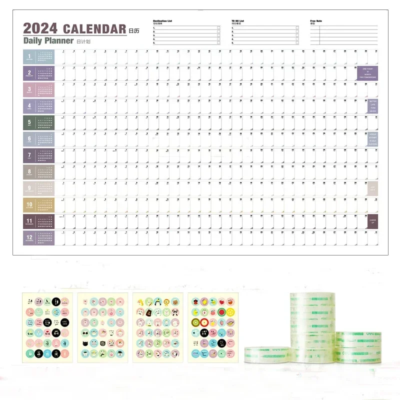 2024 Calendar Planner Sheet Simple Daily Schedule To Do List Hanging Yearly  Weekly Annual Planner Agenda Organizer Office