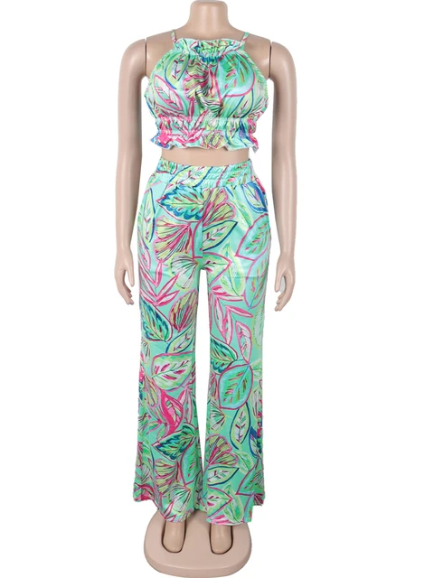 Madelyn Tropical Leaf Printed Wide Pant Set 4
