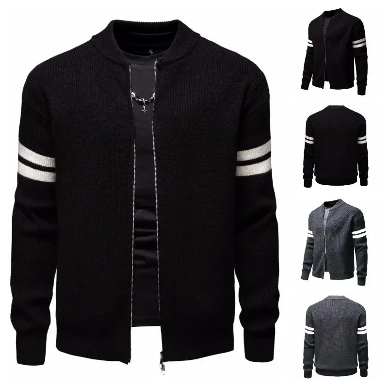 Plus Velvet Cold Warm Jacket Spring and Autumn Cardigan Sweater Men's Turtleneck Sweater Large Size