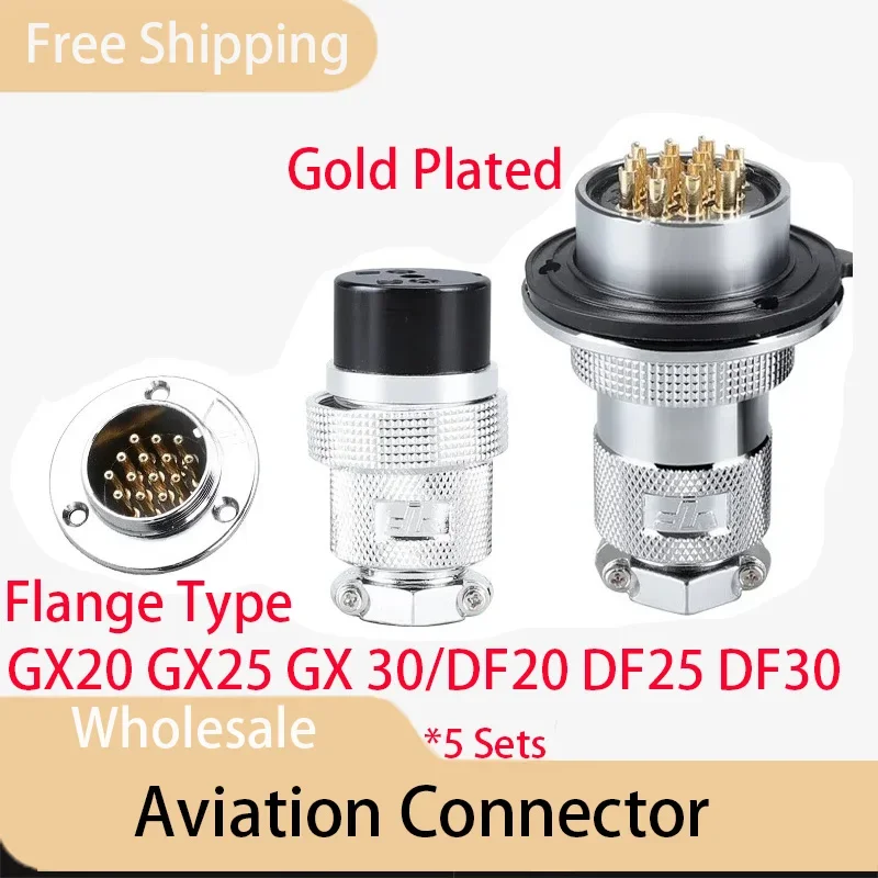 

5sets DF20 DF25 DF30 GX20 GX25 GX30 Flange mounting 3-hole aviation plug 2/3/4/5/6/7/8/910/11/12/14pin connectors