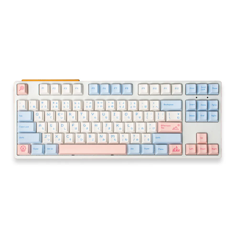 

Blue Pink White Keycaps for Mechanical Keyboard 149 Keys PBT Dye Sub Cherry Height Japanese Suit for 68 75 960 98 100 Keyboard