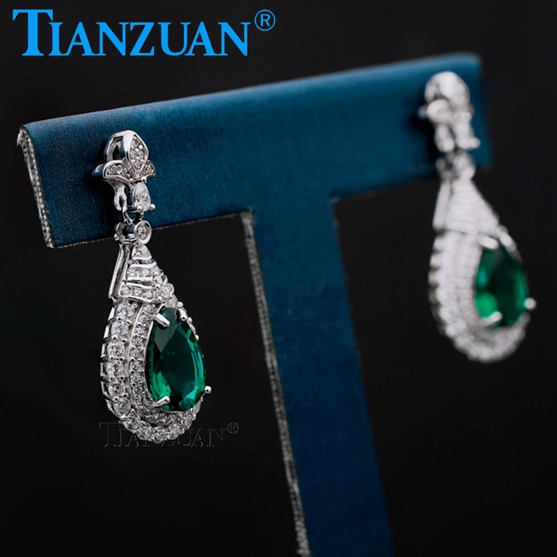 Emeralds Water Drop Earrings 925 Sterling Silver Earring for Women Engagement Party Gifts Fashion Ear Jewelry Accessories