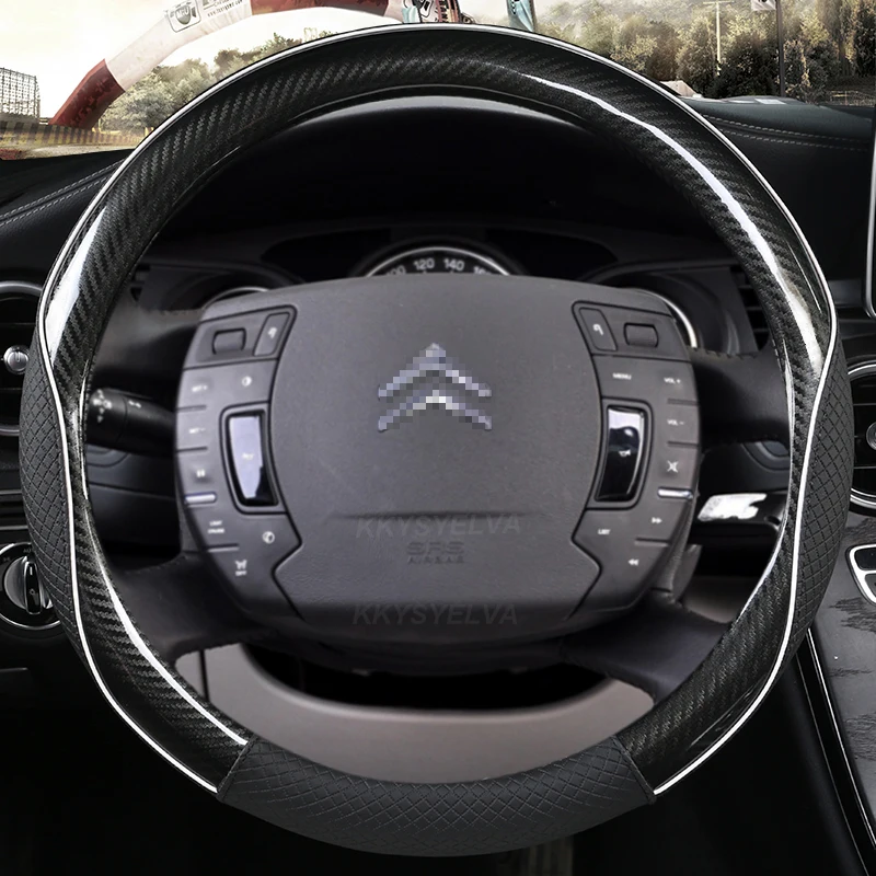 Car Steering Wheel Cover Carbon Fiber +Leather For Citroen C4 Aircross C5 Aircross C3-Xr C4 Picasso C4 C5 C6 Car Accessories