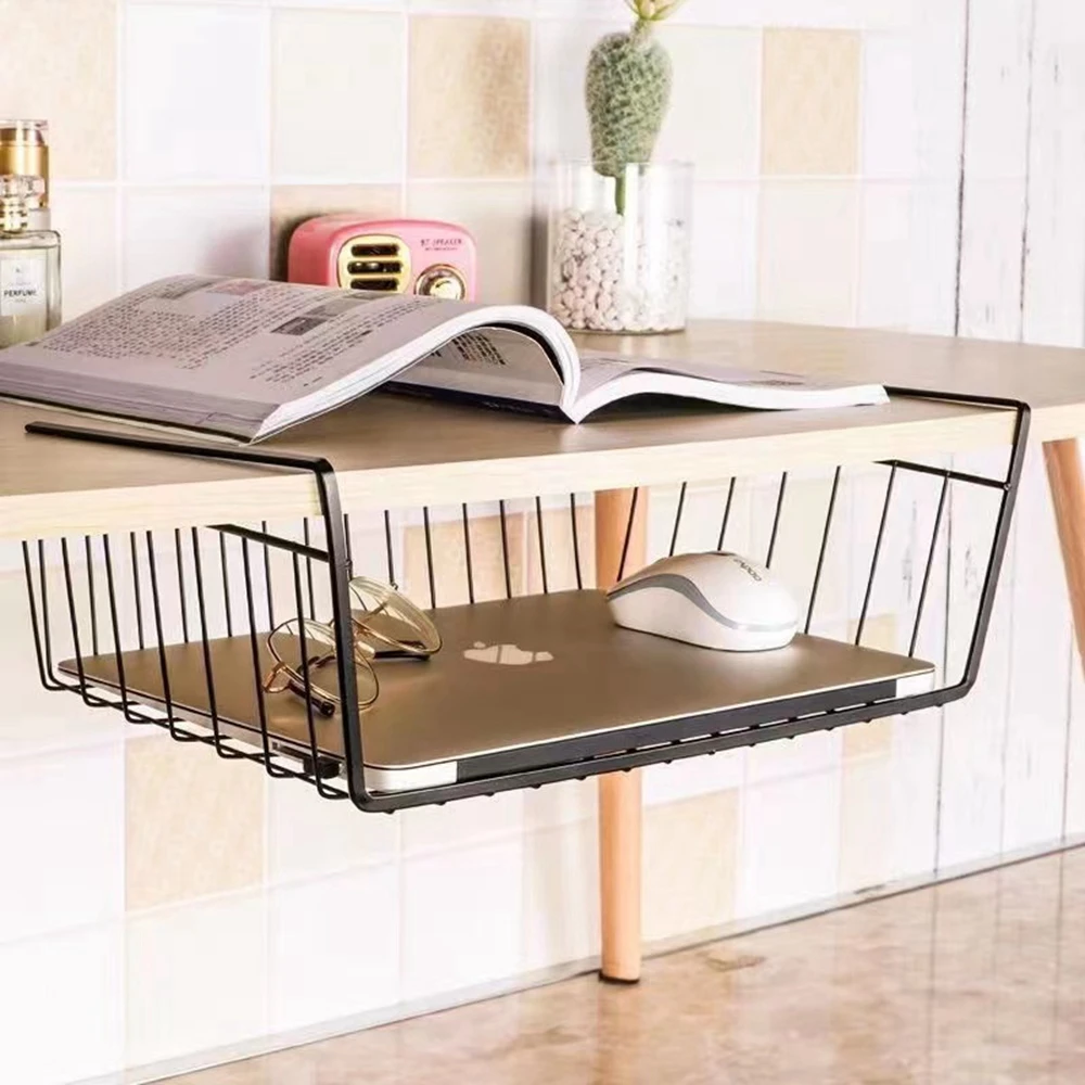 Under Shelf Hanging Wire Storage Basket Kitchen Bathroom Pantry Metal Cabinet  Organizer - China Metal Storage Basket and Iron Rack price