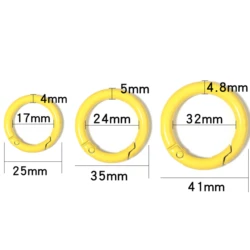 Colorful Spring Clasps - Round Alloy Key Ring Hooks for DIY Jewelry Accessories (5/10pcs) (Yellow)