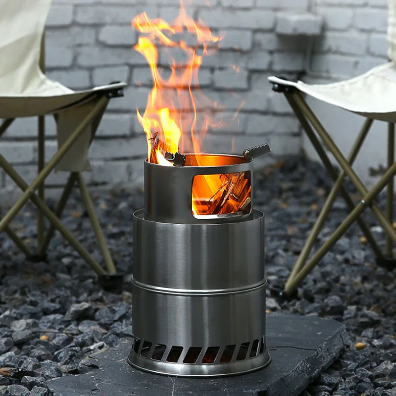 Camping Wood Stove Portable Lightweight Outdoor Burn Twigs Not Gas Required  For Backpacking Hiking Fishing Hunting Durable Use