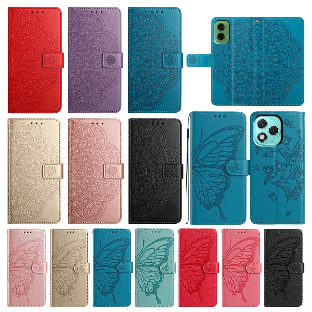 Butterfly Flower Leather Phone Wallet Case Cover Book