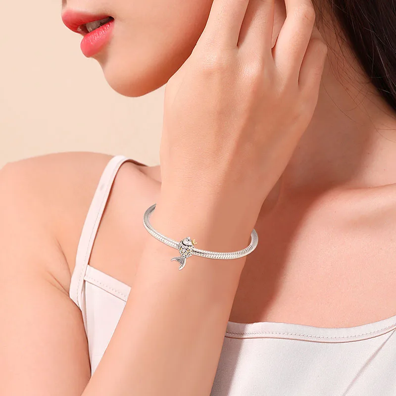 Sea Animals Series Pendant Charm Sterling Silver Zircon Turtle Fish Dolphin Charms for Pandora Original Bracelets