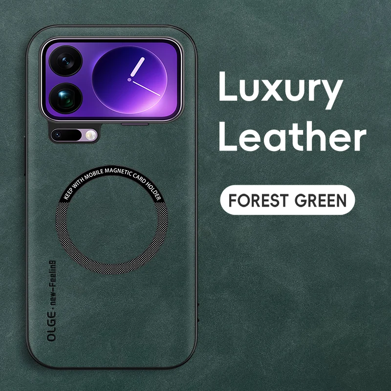 Magnetic Retro Leather Soft Phone Case with Wireless Charging Capability
