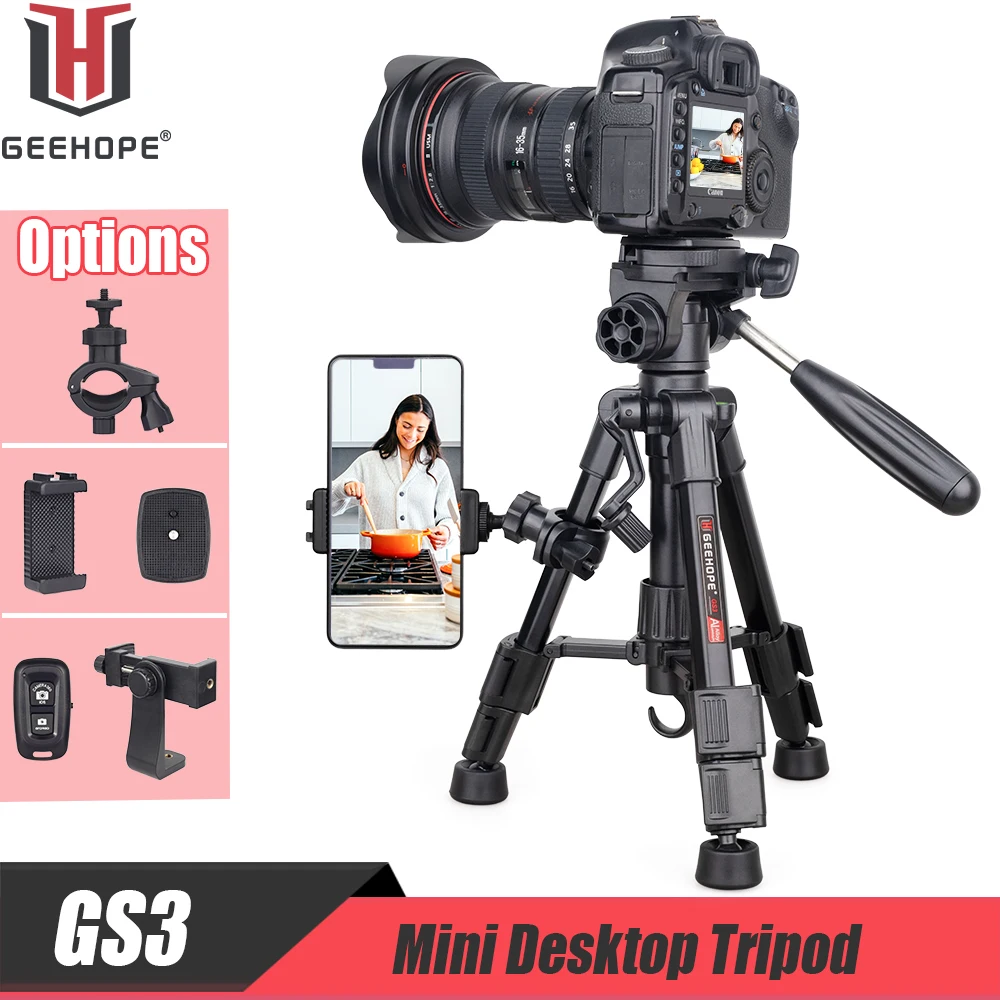 Gs3 Mini Treppiede Da Tavolo Treppiede Per Fotocamera Da Tavolo Con Testa Panoramica Flessibile A 3 Vie E Livella A Bolla Per Dslr, Cellulare, Video D