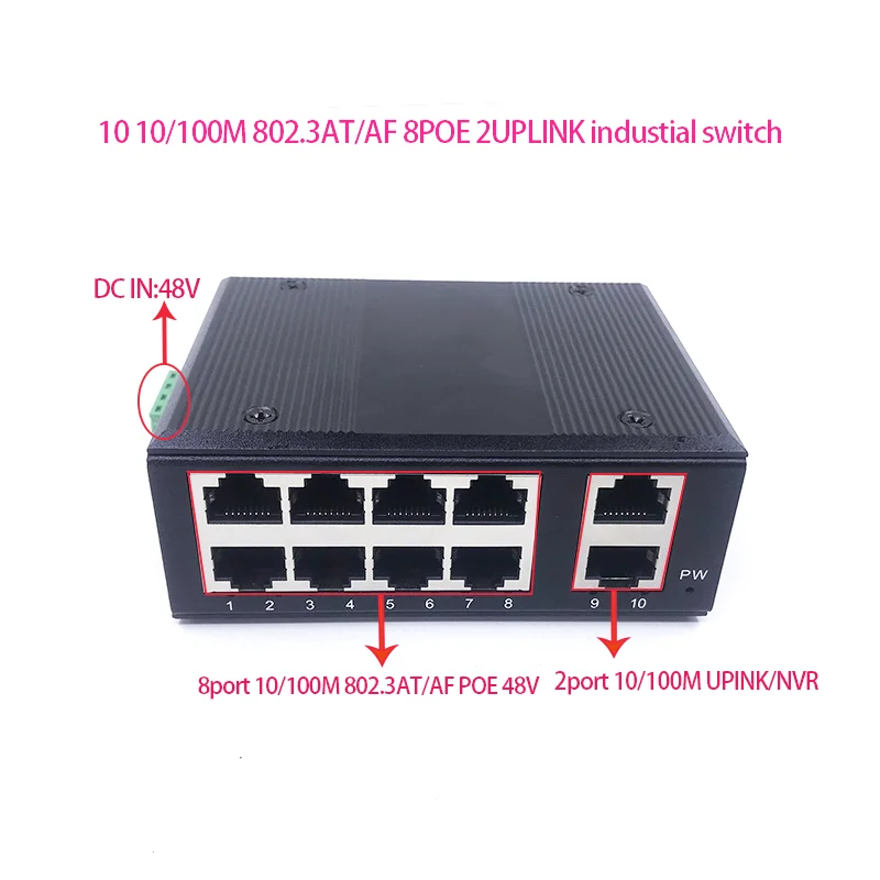 

Standard protocol 802.3AF/AT 48V POE OUT/48V poe switch 100 mbps 8port POE with 2port uplink/NVR