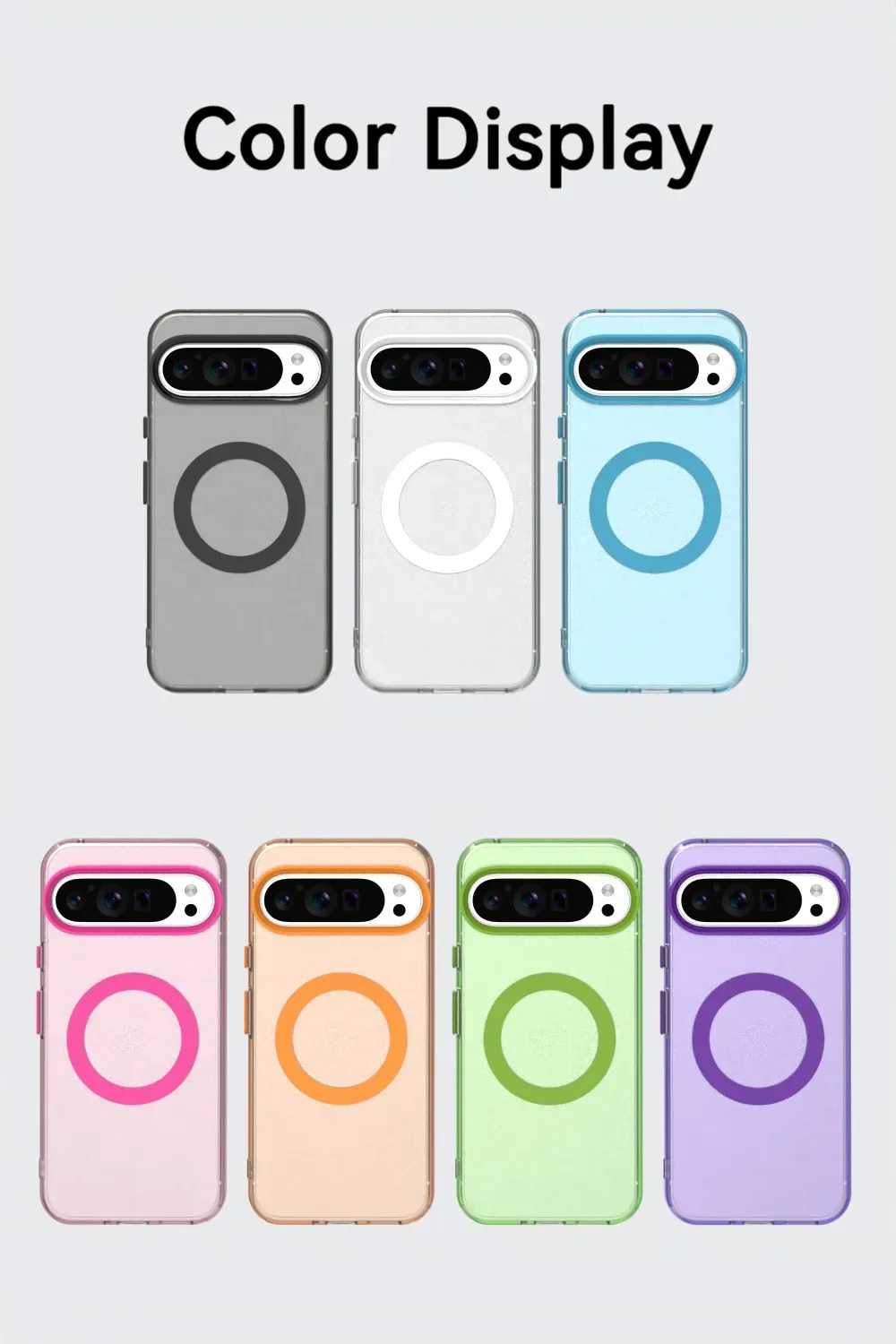Matte Clear Magnetic Wireless Charging Armor Case - Military Shockproof Candy Color Cover