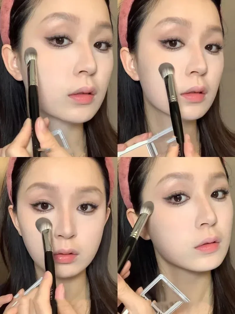1/2개 복숭아 하트 블러셔 브러쉬 - 파우더/크림/리퀴드 블러셔용 소형 플랫 정밀 브러쉬, 메이크업 도구 부드러운 모의 뷰티 도구