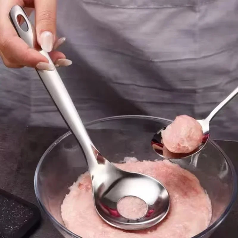 Stainless Steel Meatball Making Extruder Anti-Stick Meatball Making Spoon Wall Hanging Rust-Proof Meatballs Squeeze Spoons