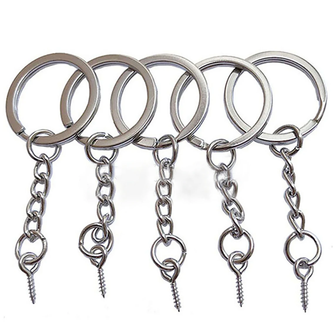 

25mm 28mm 30mm Screw Eye Pin Key Chain Key Ring With Open Loop For DIY Jewelry Bag Key Chains Making Accessories
