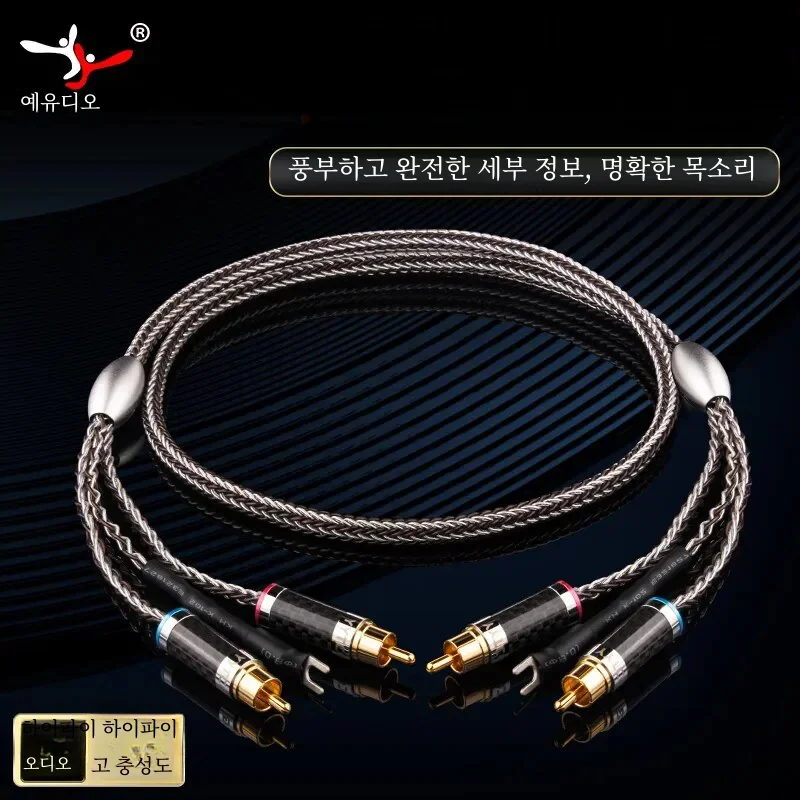 접지 와이어가 있는 오디오 2RCA 케이블, OCC 순수 구리 로듐 도금 플러그,  실드, 비닐 레코드 플레이어 앰프