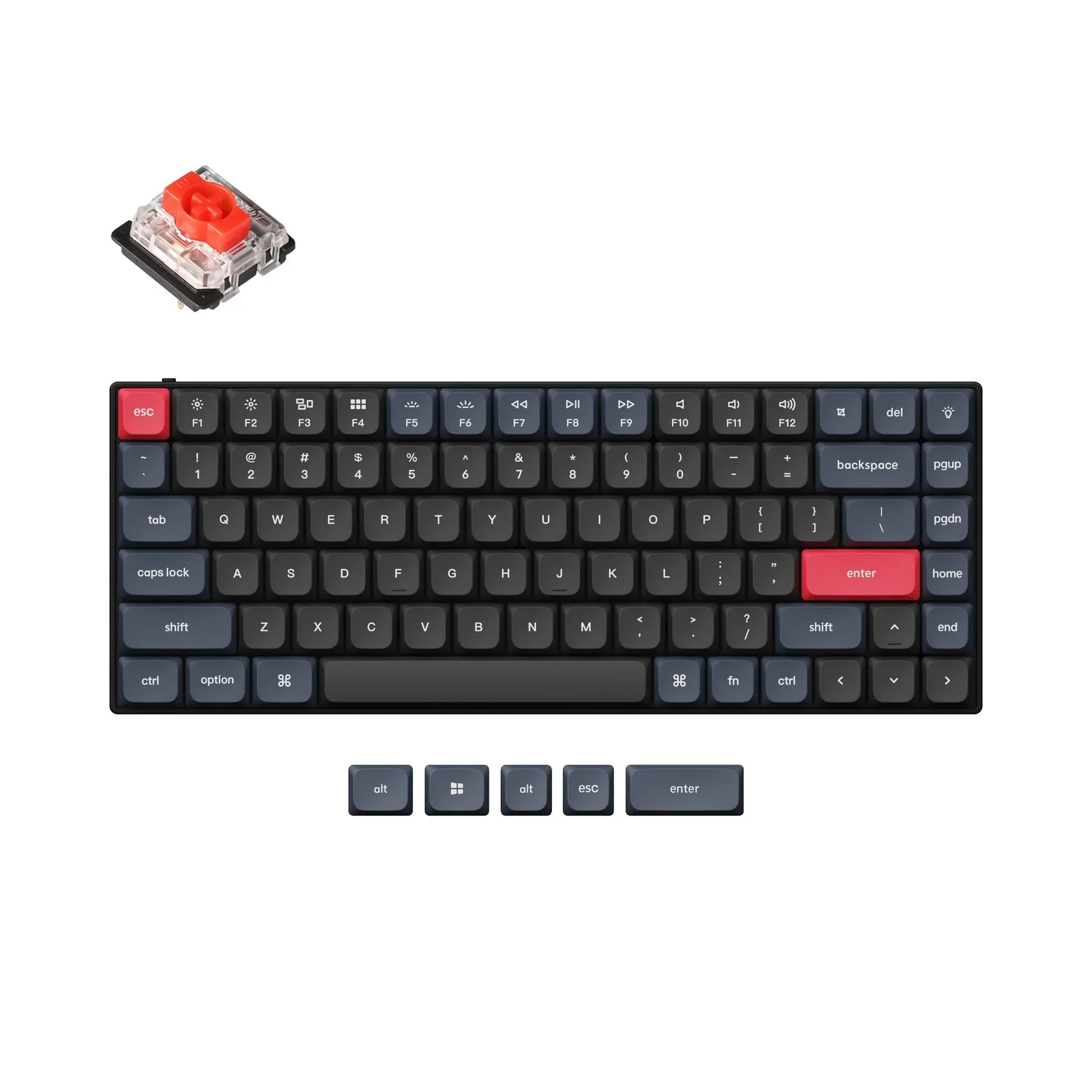 Keychron-S1 A 울트라 슬림 75% 레이아웃 QMK/사용자 정의 유선 기계식 키보드, 84 키 흰색 백라이트 더블 샷 PBT 키캡