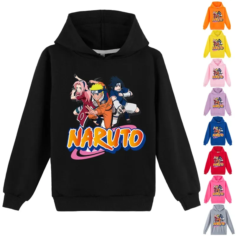 

Детская одежда Naruto 2024, толстовки с мультяшным принтом для мальчиков и девочек на весну и осень, толстовки для детей старшего возраста