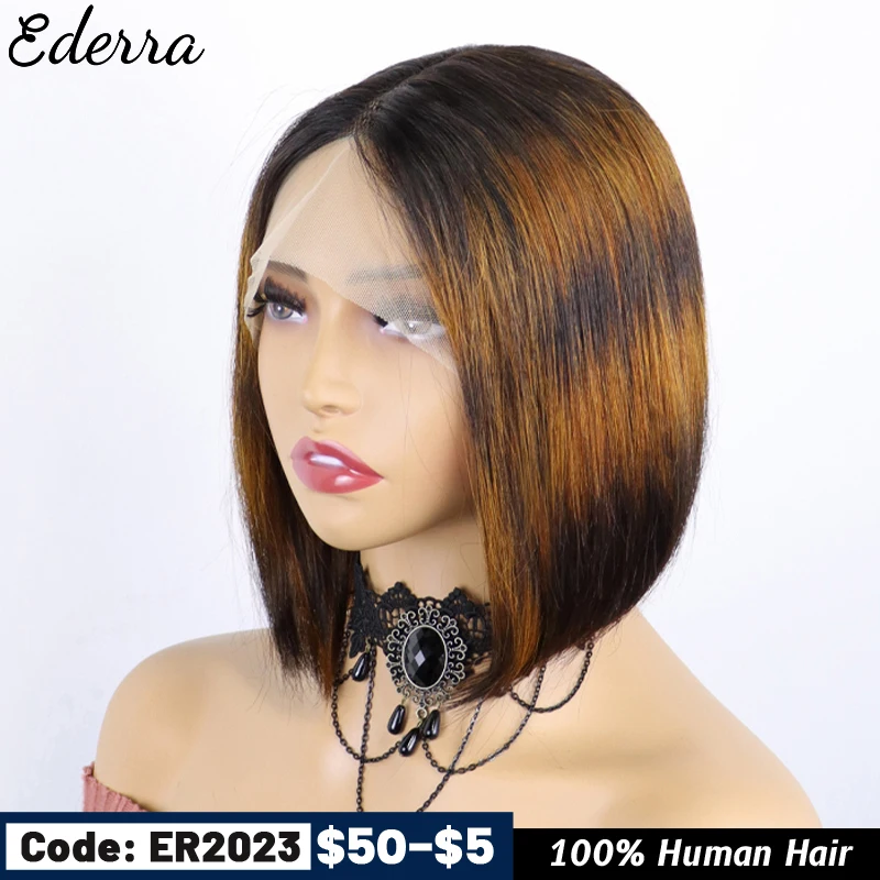 

Blunt Cut Short Bob Wig Pre Plucked Brazilian 13x1 Front Lace Wig Remy Straight Human Hair Wigs For Women T Part Lace Bob Wigs