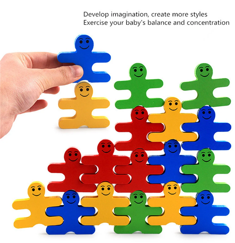 Children Wooden Building Blocks Balance Thinking Games Early Learning Montessori Educational Balancing Toys Children Baby Gift