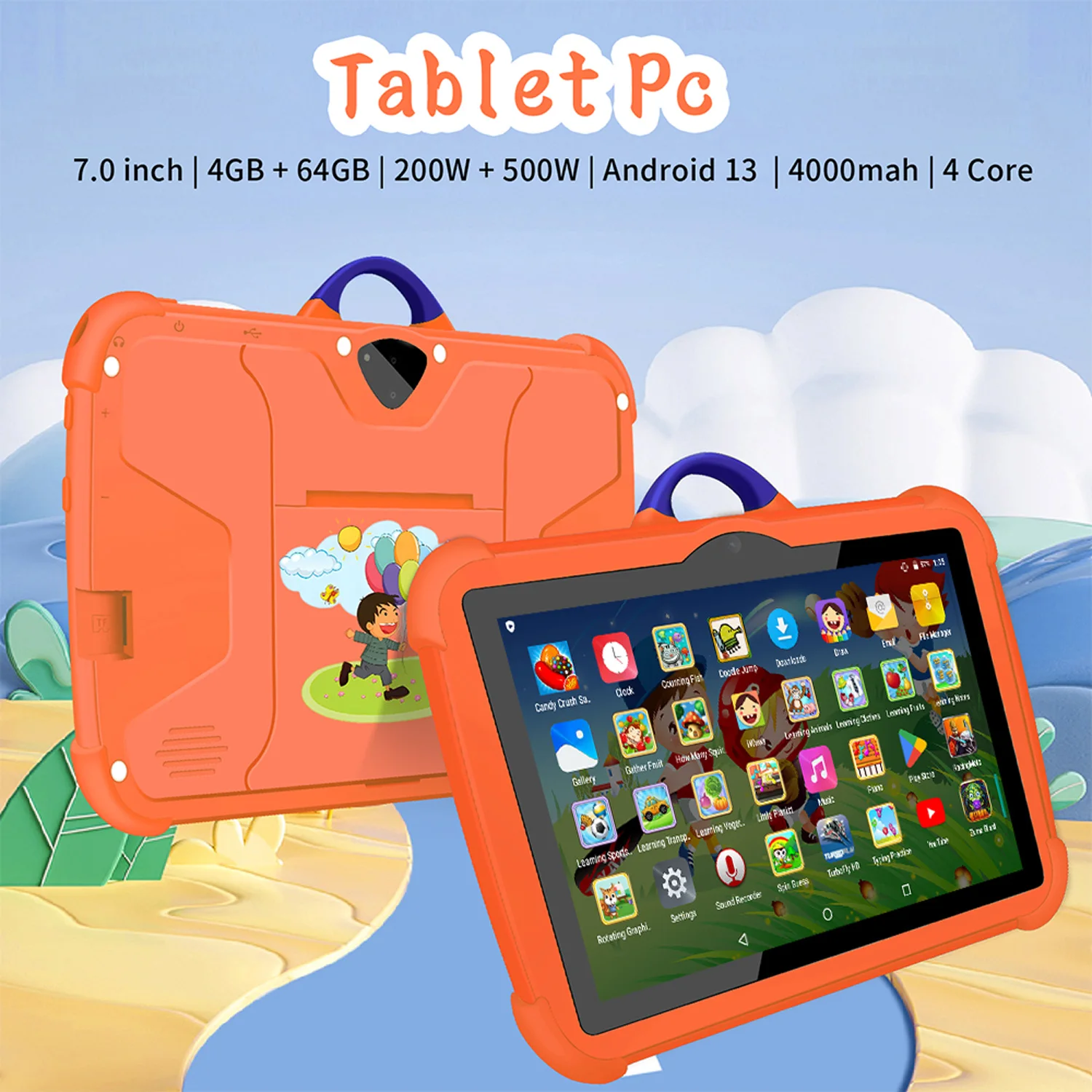 New 7 Inch 5G WiFi Tablet Pc for Children's best Gifts Android Kids Game Educational Learning Tablets Quad Core 4GB RAM 64GB ROM 2