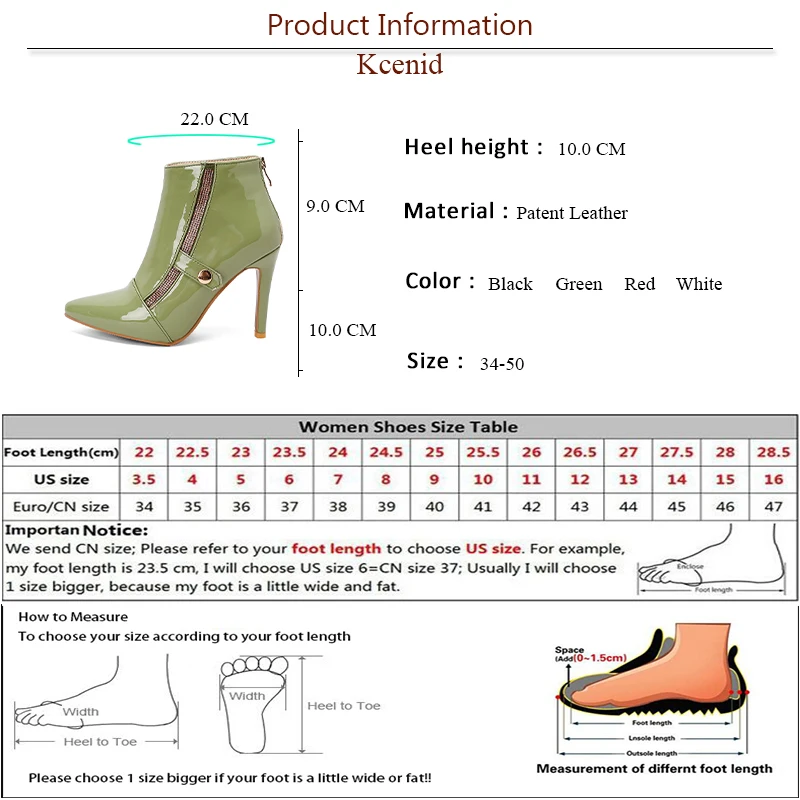 Kcenid Women's Shoes Spring 2024 Ankle Boots For Women High Heels Pointed Toe Patent Leather Modern Boots Ladies Party Shoes