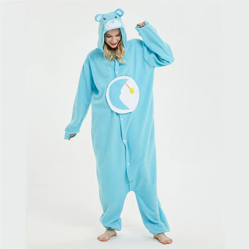 Flannel Anime Cartoon Fluffy Pajamas One Piece Pajamas Homewear Unisex Nightgowns Long Sleeve Onesies Thicken Kigurumi Adult