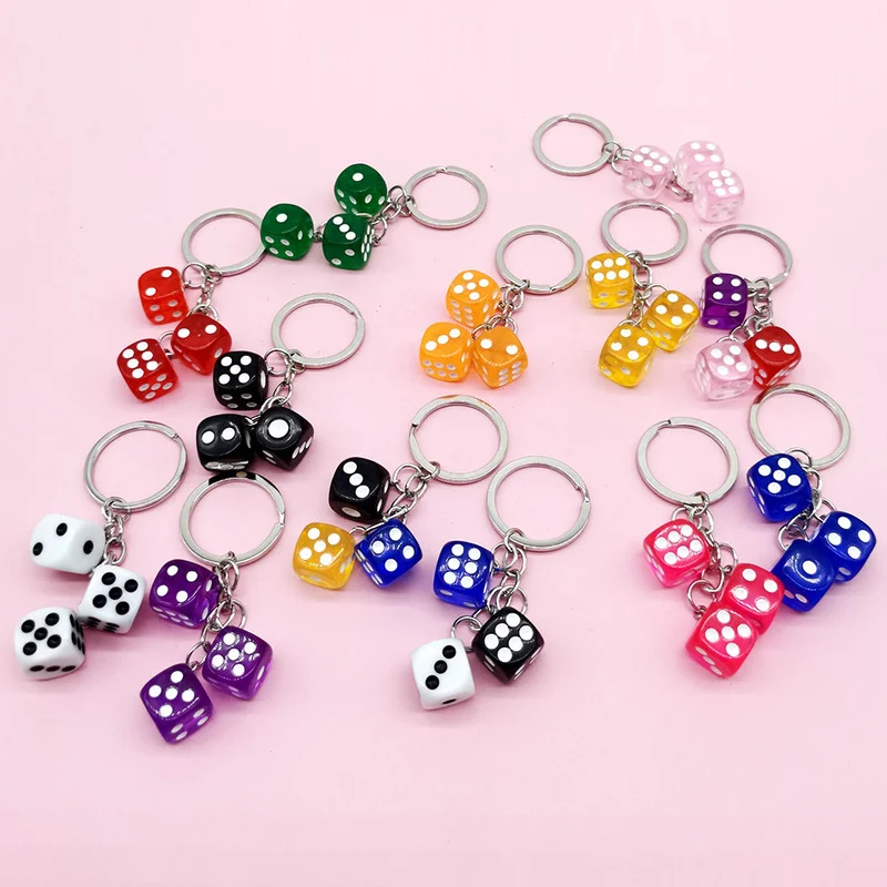Funny Dice Keychain For Men Creative Colorful Resin Dice Charm Handbag