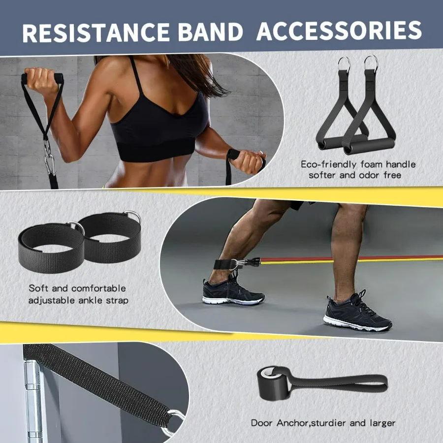 Resistance Bands, Exercise Bands，Resistance Bands for Working Out, Work Out Bands with Handles for Men and Women Fitness, Streng
