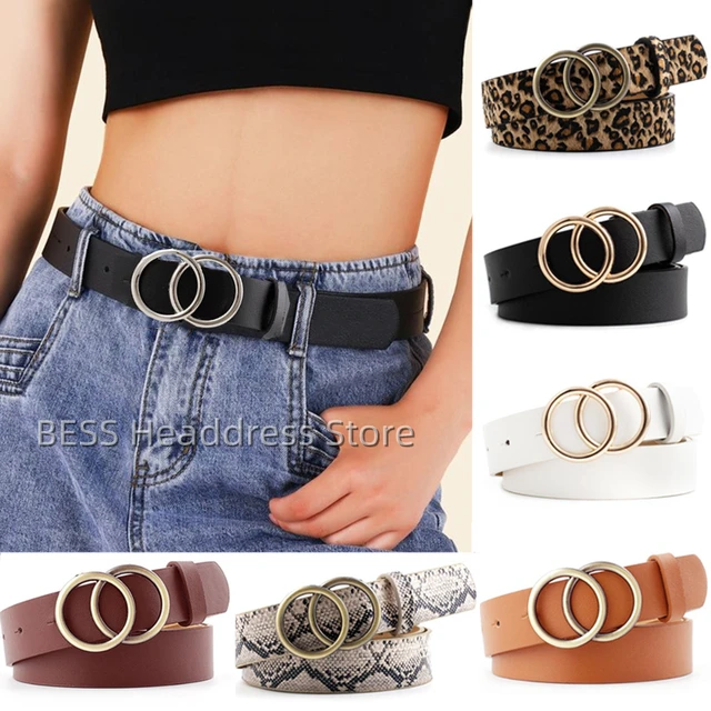 1 Pack Womens Multicolor Elastic Waistband Metal Double Circle