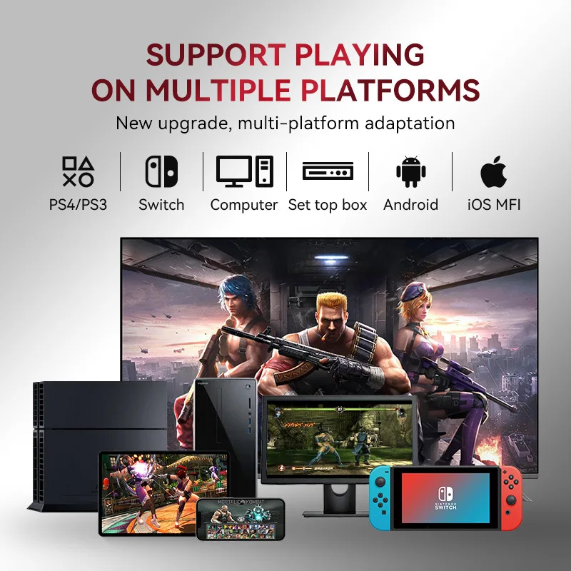 Game Joystick Wired-Bluetooth-compatible/2.4G Connection Arcade Game Console Rocker For PS3-PS4/Switch-PC/Android-iOS/TV X3UF