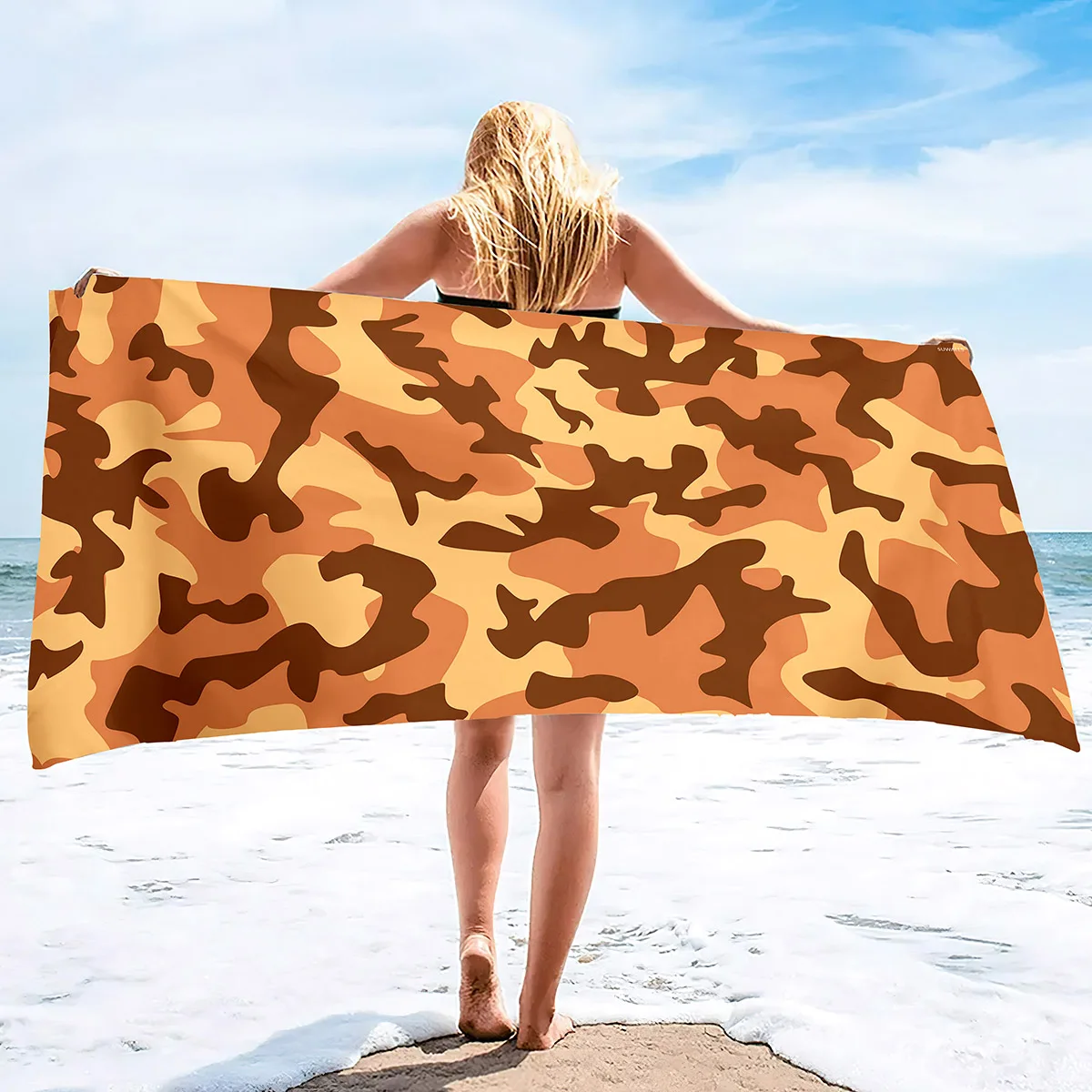 Serviette de plage camouflage anti sable grande taille douce_voghion.com