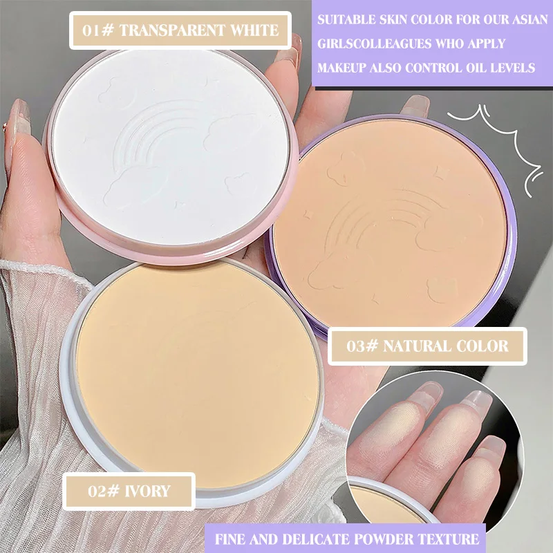 Pressed Powder Foundation Setting Powder 1Pcs Cartoon Matte Oil Control Pressed Powder Natural Makeup Setting Powder High Gloss Concealer Brightening Skin Color