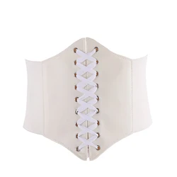 Women's Elegant High Waist Leather Corset Belt - One Size (White)