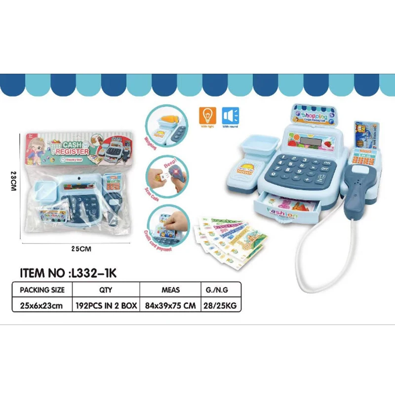 Cartoon Simulation Supermarket Cash Register Toys Children Electronic Cashier Lighting Sound Shopping Cash House Boys Toys