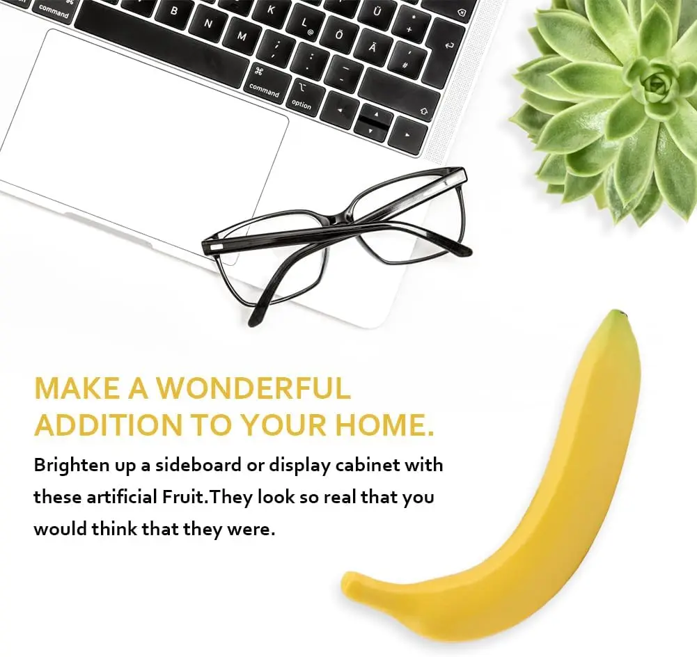Artificial Fruits and Vegetables 4 Pcs Artificial Yellow Bananas Lifelike Fake Fruit Faux Fruit Props House Kitchen Decoration Photography Decoration