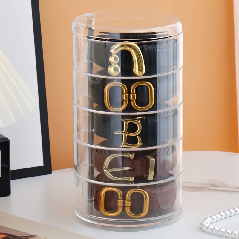 Five layer crystal belt storage box for storage and display, featuring a cylindrical stackable design 5