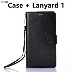 Leather Card Holder Wallet Flip Cover for Honor 8X Max (Black Lanyard 1)
