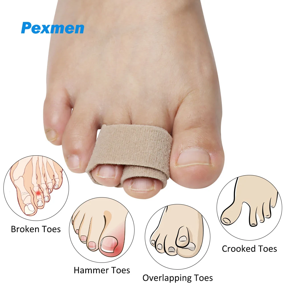 Pexmen 1/2/5/10Pcs Broken Toe Wraps Bandage Cushions Hammer Toe Straightener for Toe Corrector for Bent Curled and Crooked Toe