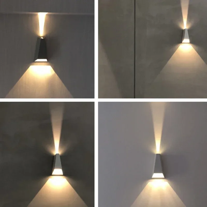 알루미늄 AC86-265 LED 벽 램프, 실내 침실 거실 계단 벽 장식, 야외 방수 정원 조명, IP65