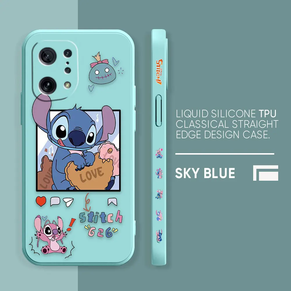thumbnail image 1 of Case For OPPO FIND X6 X3 REALME X7 X50 RENO 2 4Z 4 6 Lite 5Z 5F 4G 5G PRO Liquid Silicone Case Cartoon Lilo & Stitch Angel, 1 of 5