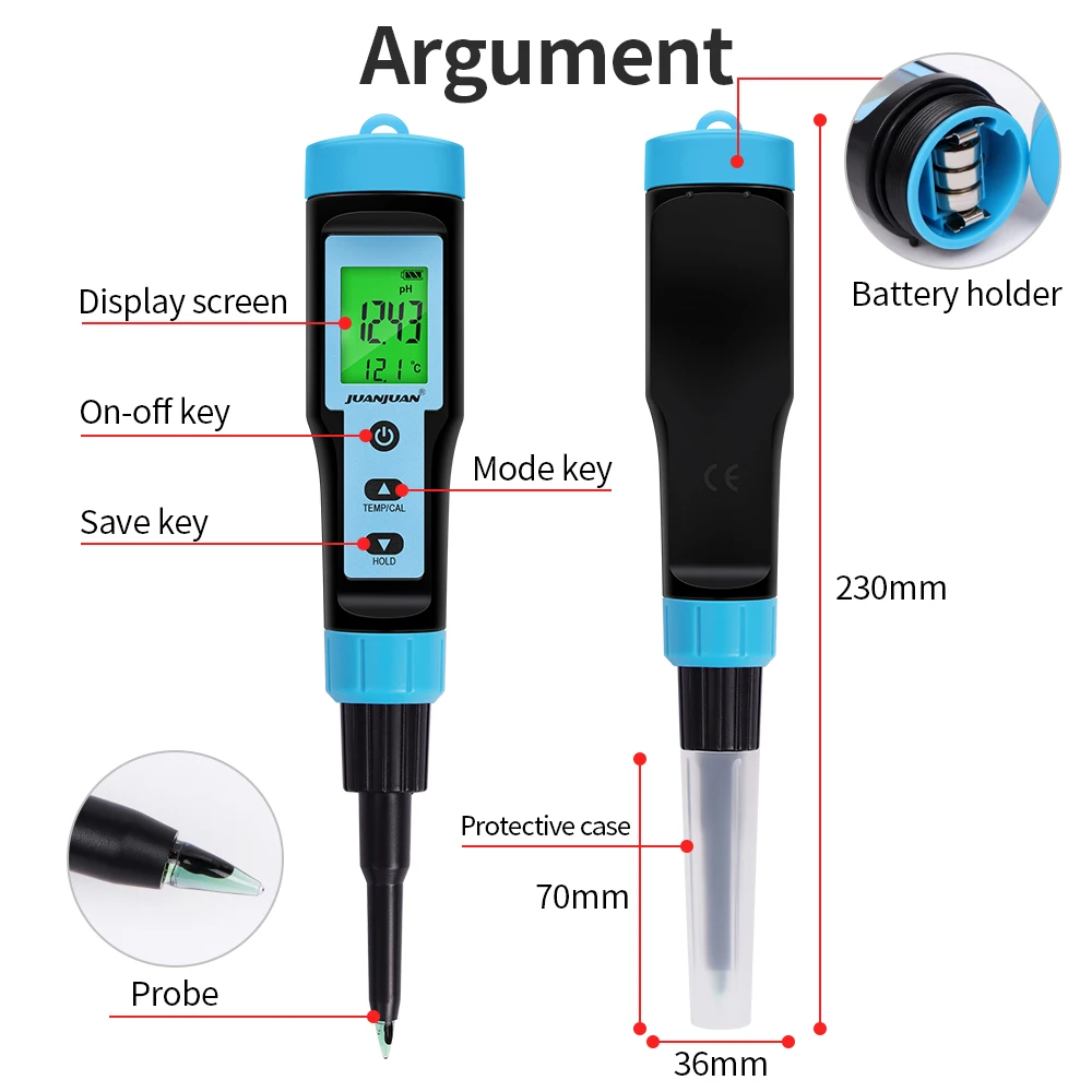 YY-1030 Digital Food PH Meter Thermometer 0.00~14.00 PH Measuring Instrument for Dough Cheese Fruit Meat Milk Soil 4