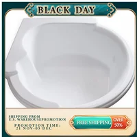 Modern Acrylic Fiberglass Soaking Corner Bathtub - Drop in White Curved Rounded Acrylic Corner Bath Tub - Comfortable Deep 1