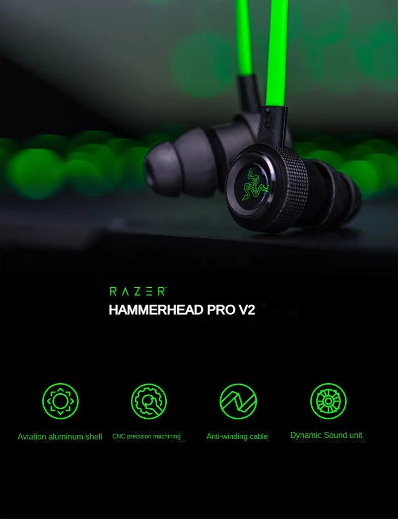 Razer HAMMERHEAD PRO V2 ヘッドフォン 3.5 ミリメートル有線