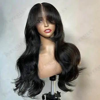 Natural Black 360 Lace Wigs Human Hair Natural Wave Glueless PerPlucked Full Lace Wig 5x5HD Lace Wig Remy Indian Hair for Women