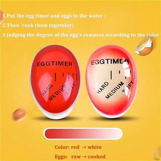นาฬิกาปลุกไข่สำหรับห้องครัว - เครื่องมือทำอาหารตกแต่งไข่ต้มนุ่ม/ปานกลาง/แข็งที่สมบูรณ์แบบพร้อมตัวบ่งชี้ความสุก 3 ขั้นตอน 2